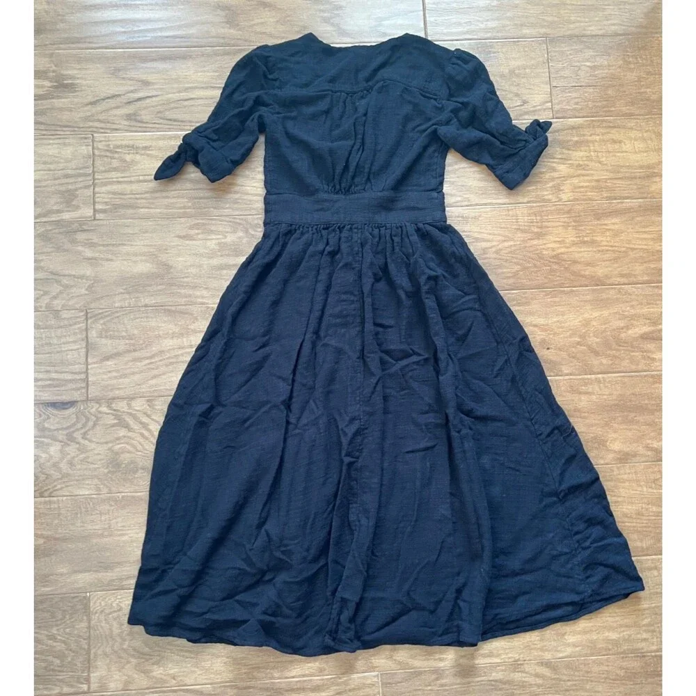 Free People Love of My Life Midi Dress Size XS Black Button Front Cotton Gauze